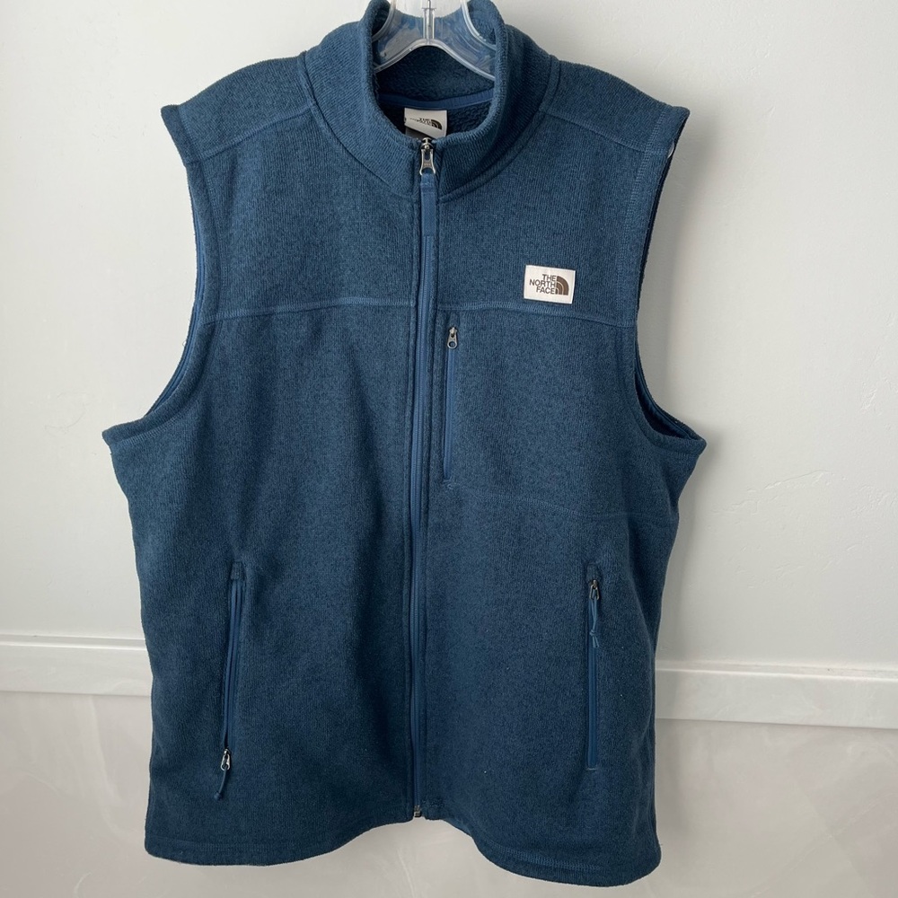North Face sweater knit fleece vest, men’s XL cadet blue